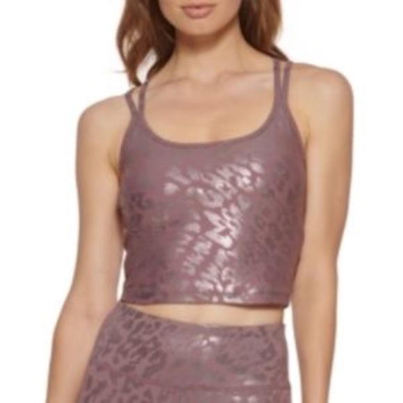 Calvin Klein Other - Calvin Klein Performance Tank Strappy Sports Bra Metallic Animal Print med NWT